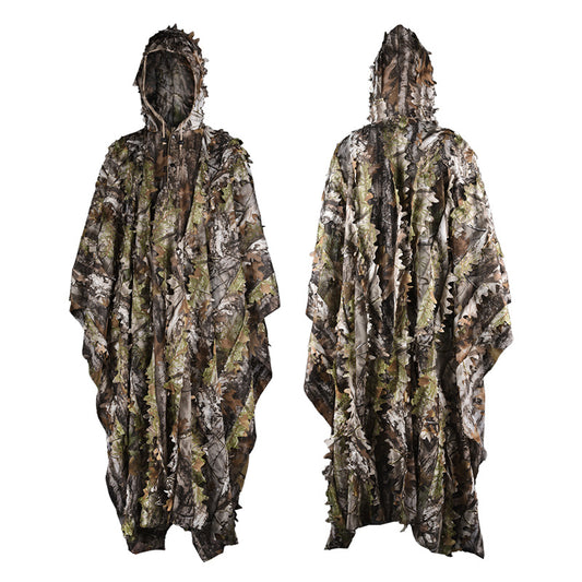 Kylebooker 3D Maple Leafy Hunting Camouflage Poncho Ghillie Suit Sniper Clothing Camo Cape Cloak