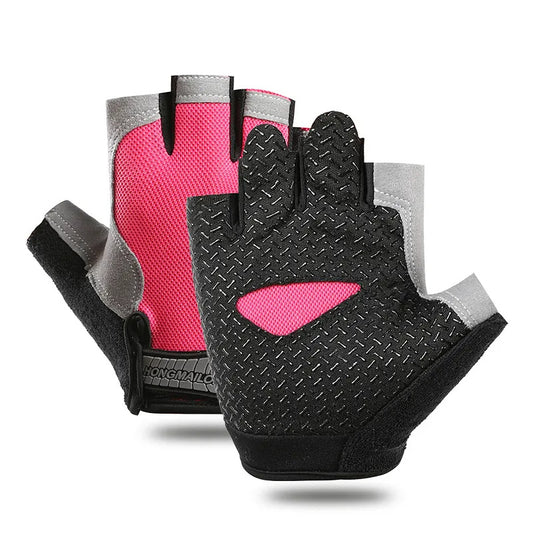 Breathable Fitness Gloves Gym Weightlifting Thin Non-slip Half Finger Cycling Gloves Equipment Yoga Bodybuilding Training Sports Pink Color