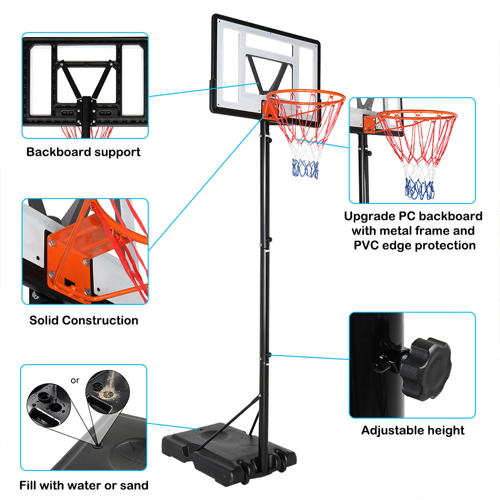 Basketball Hoop Outdoor Portable Basketball Goals, Adjustable Height 7ft - 10ft for Adults & Teenagers  YJ