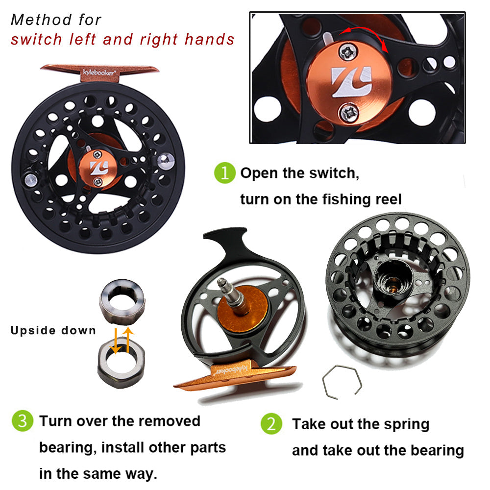 Kylebooker Fly Fishing Reel Large Arbor with Aluminum Body Fly Reel 3/4wt 5/6wt 7/8wt